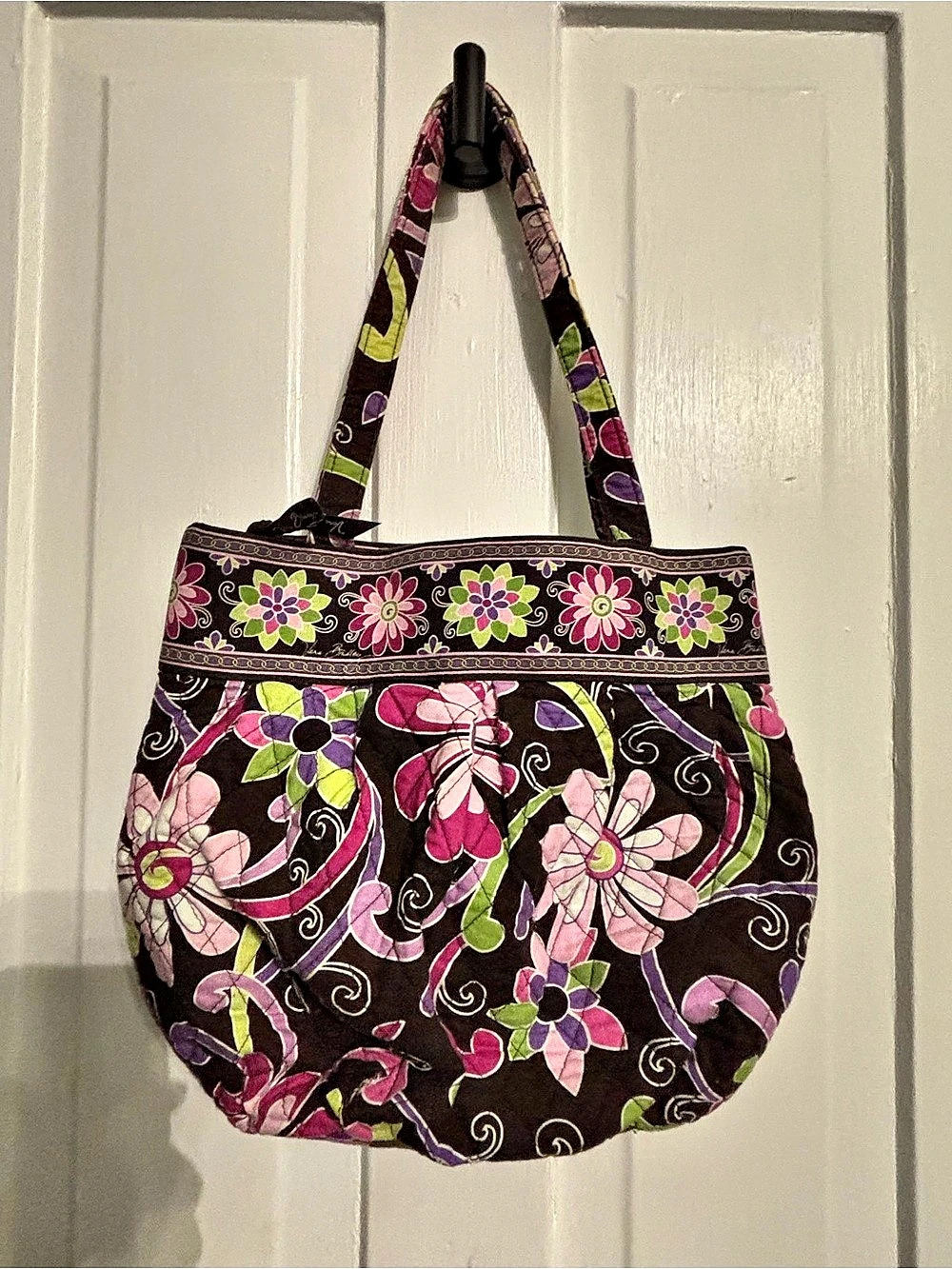 Vera Bradley Floral Tote in Brown & Pink